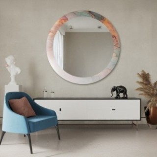 Miroir rond sur marbre aux tons pastel  - MARBLE EUSTOMA