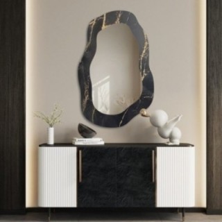 Miroir irrégulier sur marbre noir et doré – MARBLE NOCTO