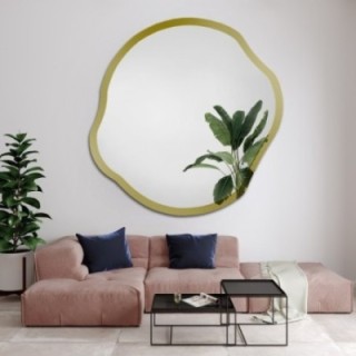 Miroir irrégulier dans un cadre en or brillant - CYRKON SHINE