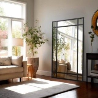 Miroir de grenier avec meneaux - DEMETER - couleur du cadre au choix