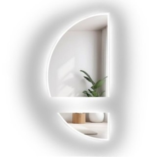 Miroir de salle de bain semi-circulaire en deux parties avec éclairage - DOPPIO LED II