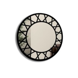 Miroir rond décoratif avec meneaux style loft - ELENA