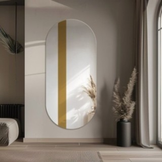 Miroir ovale avec bande décorative en or brillant - EMMA
