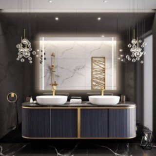 Miroir de salle de bain rectangulaire avec éclairage - FLAWIA LED