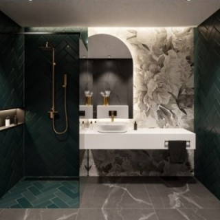 Miroir de salle de bain semi-ovale avec face coupée et éclairage - FRANK LED avec côté chanfreiné