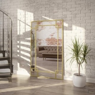 Miroir style loft avec croisillons dorés en MDF - GABRIELA