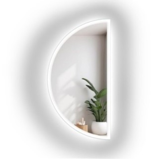 Miroir de salle de bain semi-circulaire sablé avec éclairage - HELENA LED II