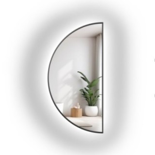 Miroir demi-cercle dans un cadre noir avec MDF SLIM éclairage - HILDA LED
