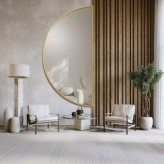 Miroir semi-circulaire avec cadre SLIM en MDF doré - HILDA - couleur du cadre au choix