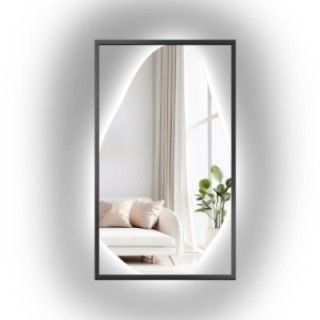 Miroir organique dans un cadre MDF noir avec éclairage - HUBERTUS LED