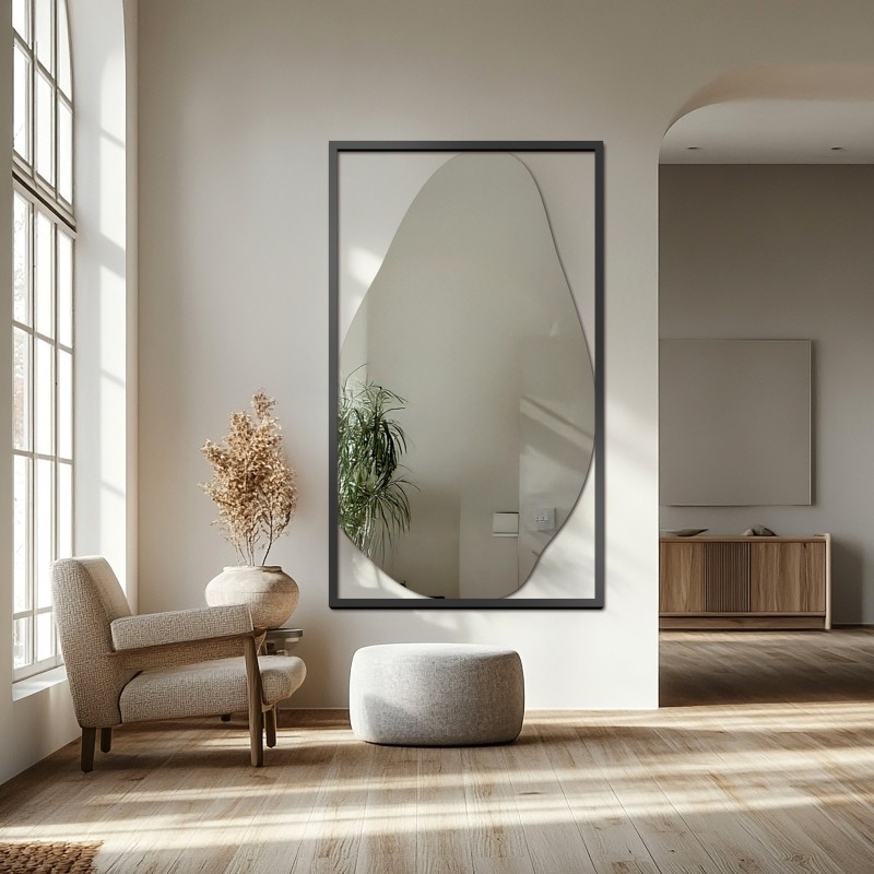 Miroir organique avec cadre MDF noir - HUBERTUS