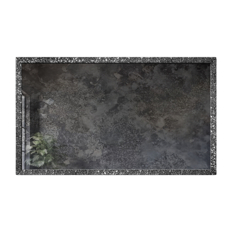 Miroir mural de luxe avec cadre graphite et panneau vieilli - JAN SILVER