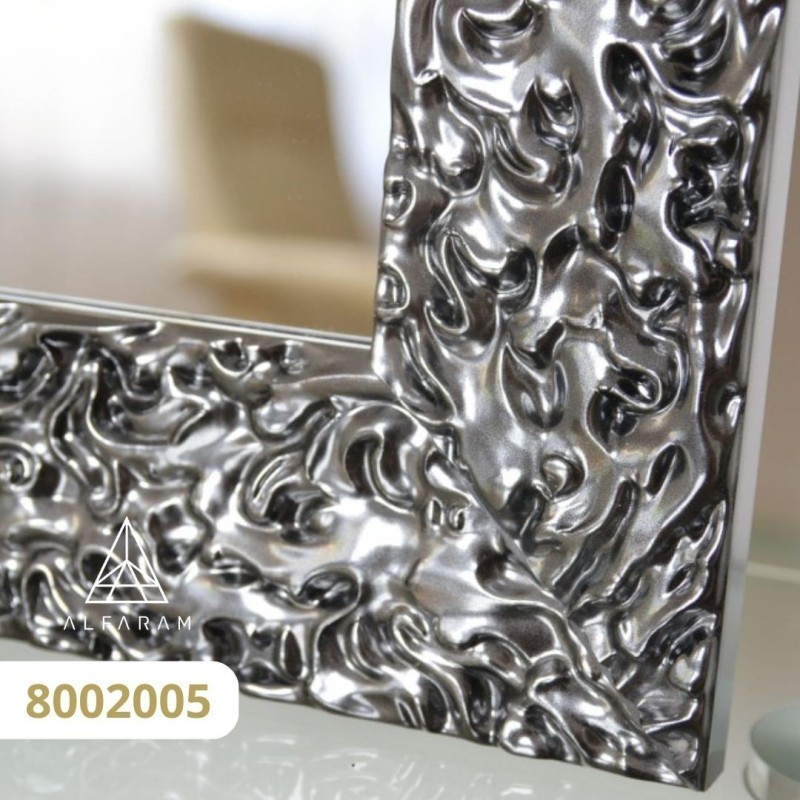 Miroir mural de luxe avec cadre graphite et panneau vieilli - JAN SILVER