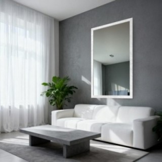 Miroir glamour dans un cadre luxueux blanc à finition haute brillance - 8002004