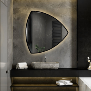 Miroir de salle de bain triangulaire dans un cadre avec éclairage - KARO IN LED FRAME