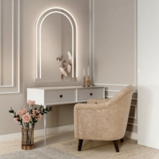 Miroir de salle de bain semi-ovale avec éclairage - KORIA LED