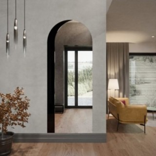 Miroir semi-ovale avec laque décorative noire - KOSMA