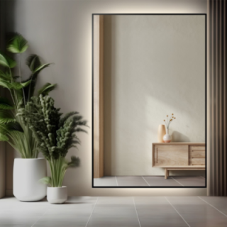 Miroir avec cadre noir et éclairage - 1201 LED - couleur du cadre au choix