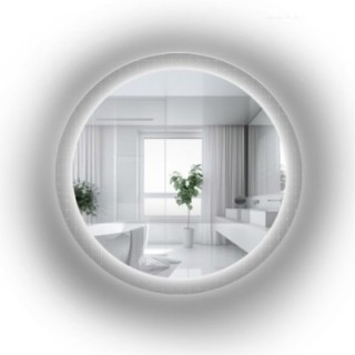 Miroir rond sur verre ornemental Master Flex avec éclairage - LUXORA FROSTED LED