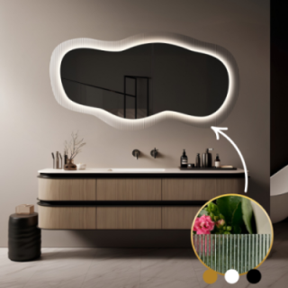 Miroir sur verre ornemental Estriado avec éclairage - LUXORA GLASORI LED