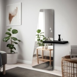 Miroir moderne irrégulier sur pied avec étagère - MATEO SHELF
