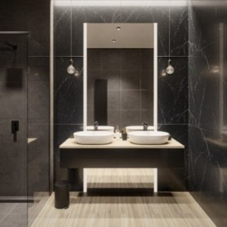 Miroir rectangulaire en deux parties avec éclairage - MELA LED