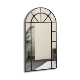 Miroir semi-ovale avec meneaux dans un cadre en mdf loft - FENÊTRE II - couleur du cadre au choix