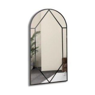 Miroir semi-ovale avec meneaux dans un cadre en mdf loft - FENÊTRE IV - couleur du cadre au choix