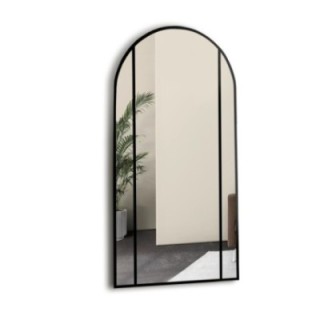 Miroir semi-ovale avec meneaux dans un cadre en mdf loft - ARO - couleur du cadre au choix