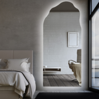 Miroir semi-ovale avec forme organique et éclairage - AURO LED 1