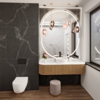 Miroir de salle de bain semi-ovale avec éclairage - POLA LED