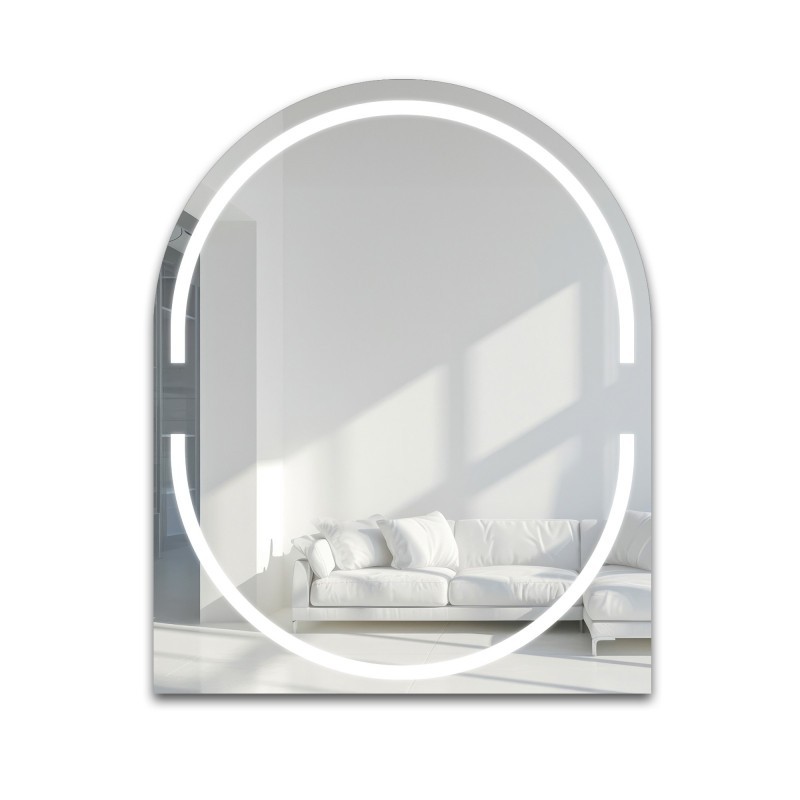 Miroir de salle de bain semi-ovale avec éclairage - POLA LED