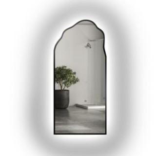 Miroir semi-ovale de forme organique dans un cadre avec éclairage - AURO IN LED FRAME 1