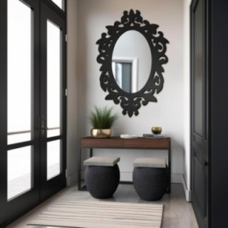 Miroir dans un cadre ajouré en MDF pour une coiffeuse -ROMA- couleur du cadre au choix