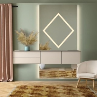 Miroir pour coiffeuse en deux parties avec éclairage - ROMBI GLAM LED