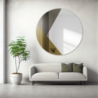 Miroir décoratif rond panneau coloré or et bronze - RONI
