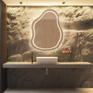 Miroir de salle de bains de forme irrégulière - STONE LED II