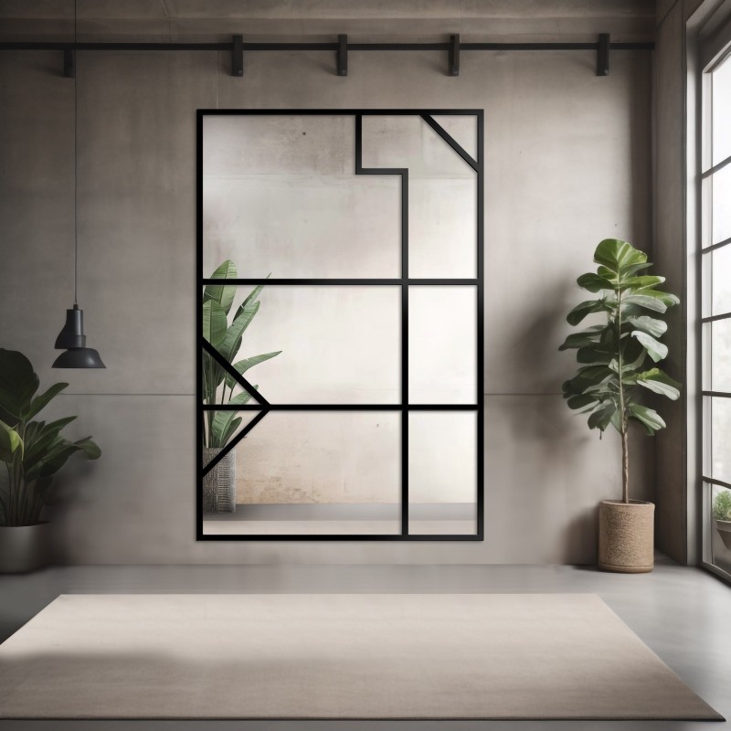 Miroir de loft avec meneaux - TAMARA - couleur du cadre au choix