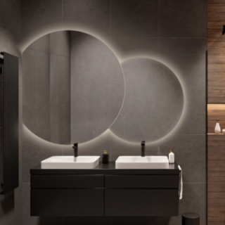 Jeu de miroirs circulaires double face avec éclairage - UNIVERSE CUT LED II