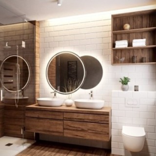 Set de miroirs de salle de bain sablés avec éclairage - UNIVERSE LED III