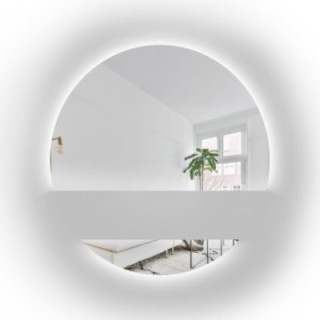 Miroir de salle de bains rond en deux parties avec éclairage WIRO LED