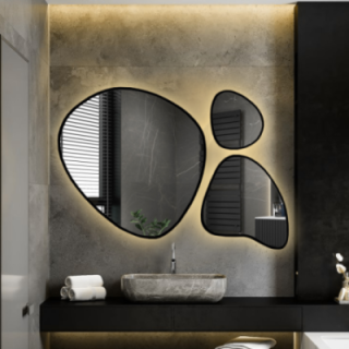 Set de trois miroirs organiques dans un cadre avec illumination - FLORA IN LED FRAME