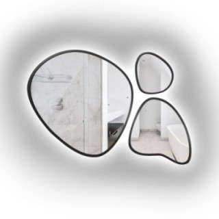 Set de trois miroirs organiques dans un cadre avec illumination - FLORA IN LED FRAME