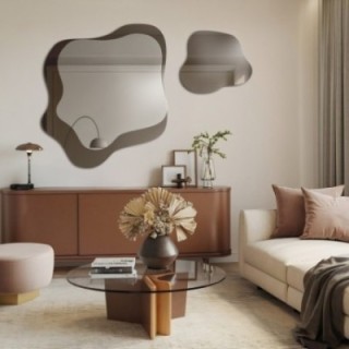 Miroirs irréguliers sur une plaque de miroir brune – MOCHA CREME