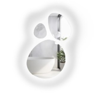 Set de trois miroirs de forme organique avec éclairage - OPALIT LED
