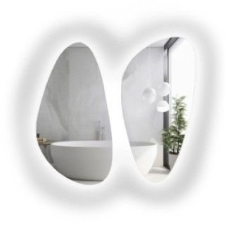Jeu de deux miroirs de forme irrégulière avec éclairage - SELENIT LED