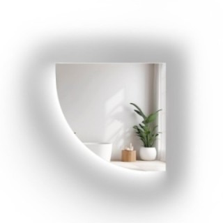 Miroir de salle de bain avec éclairage - un quart dans un cadre LED
