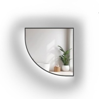 Miroir en quart de cercle dans un cadre avec éclairage - un quart dans un cadre LED