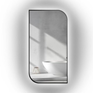 Miroir en MDF noir cadre SLIM avec éclairage - LED teardrop - choix de la couleur du cadre