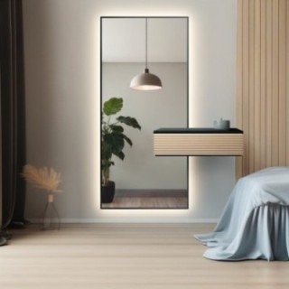 Miroir moderne encadré avec découpe d'armoire et éclairage LED 1503